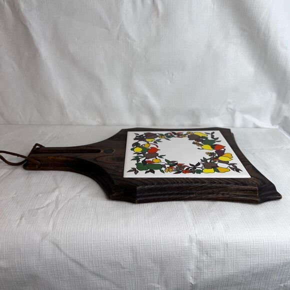 Wooden Trivet Hot Pad or Cheese Tray w/ Decorative Ceramic Tile Insert Square - Picture 8 of 13